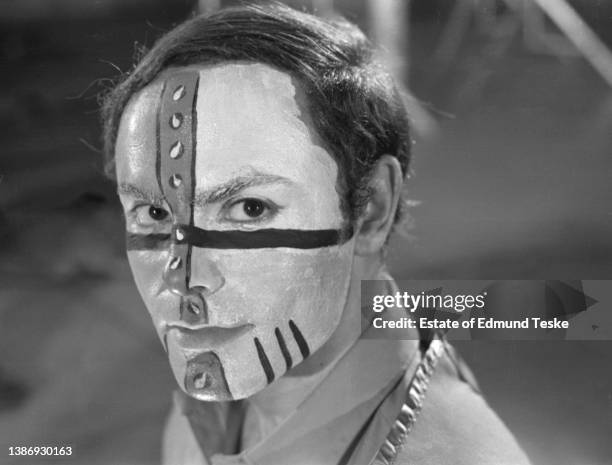 Portrait of American actor John Saxon in costume on an unspecified set, Hollywood, California, 1970.