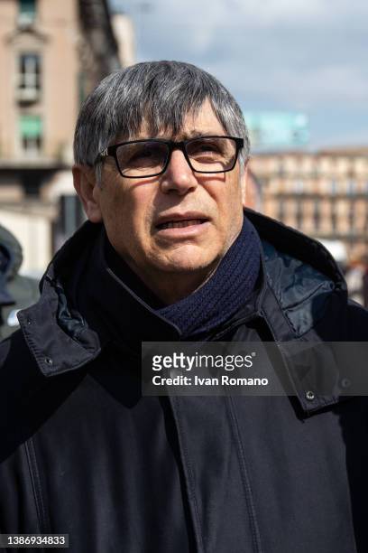 Father Maurizio Patriciello during the procession for the day of memory of the victims of mafia violence on March 21, 2022 in Naples, Italy....