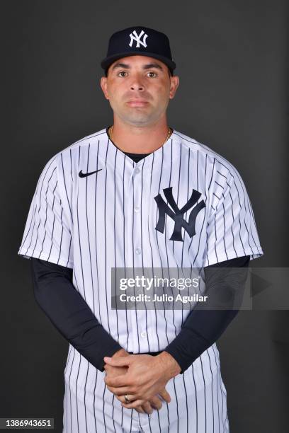 José Peraza of the New York Yankees poses for a picture during media day 2022 at George M. Steinbrenner Field on March 15, 2022 in Tampa, Florida.