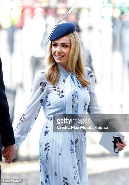 Katherine Jenkins attends a Service of Thanksgiving for the life and work of Dame Vera Lynn at Westminster Abbey on March 21, 2022 in London,...