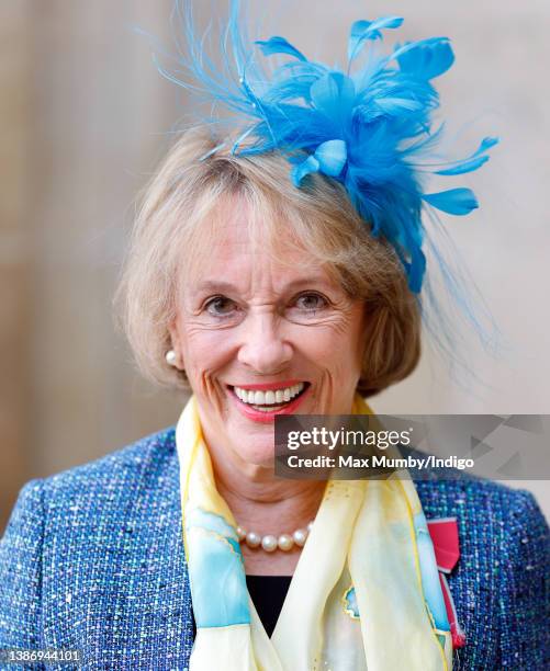 Dame Esther Rantzen attends a Service of Thanksgiving for the life and work of Dame Vera Lynn at Westminster Abbey on March 21, 2022 in London,...