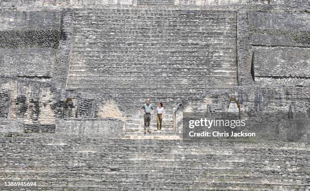 Catherine, Duchess of Cambridge and Prince William, Duke of Cambridge visit Caracol Mayan archaeological site in the Chiquibul Forest on the third...