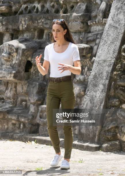 Catherine, Duchess of Cambridge visits Caracol, an ancient Mayan archaeological site deep in the jungle of the Chiquibul forest on March 21, 2022 in...