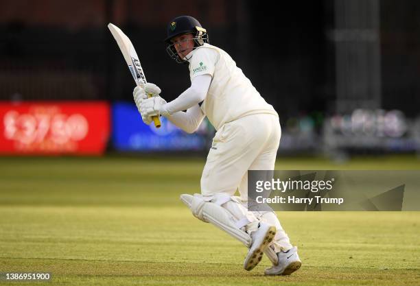 Sam Northeast of Glamorgan plays a shot during Day One of the Pre Season Friendly match between Somerset and Glamorgan at The Cooper Associates...
