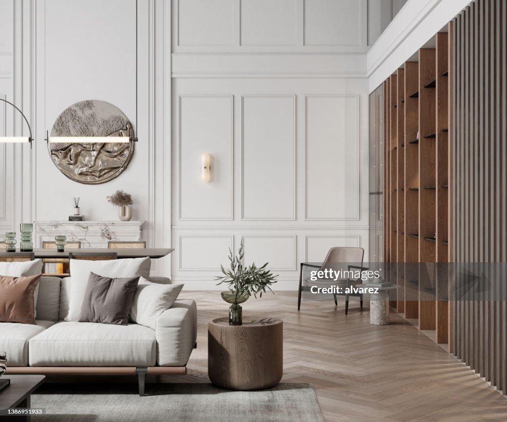 Rendering 3d su lussuosi interni di appartamenti