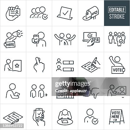 Voting Thin Line Icons - Bearbeitbarer Strich Voting Thin Line Icons - Bearbeitbarer Strich