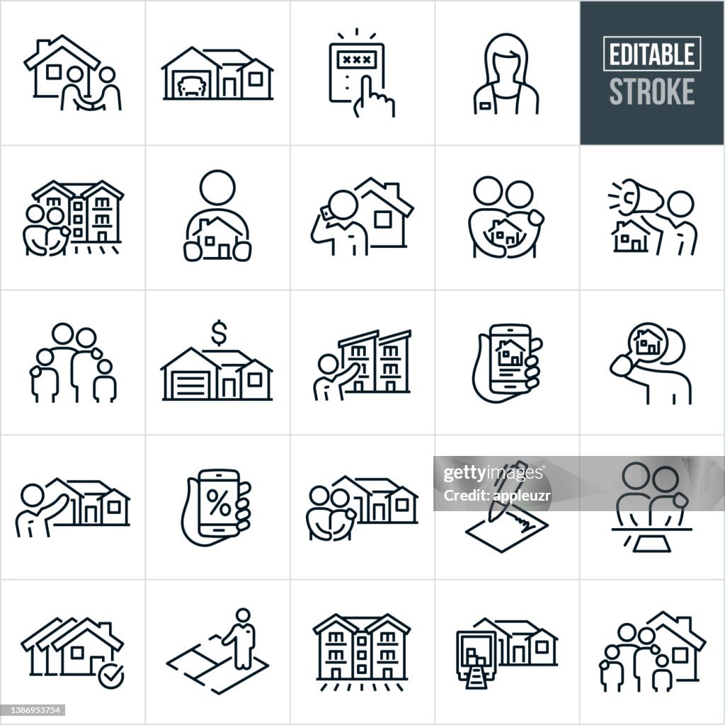 Home Real Estate Thin Line Icons - Editable Stroke