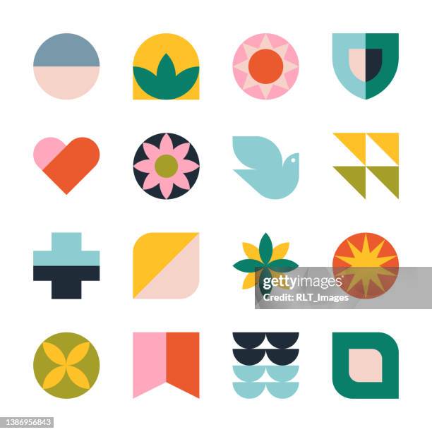 modern geometric icons—peaceful spring - flower icon set stock illustrations