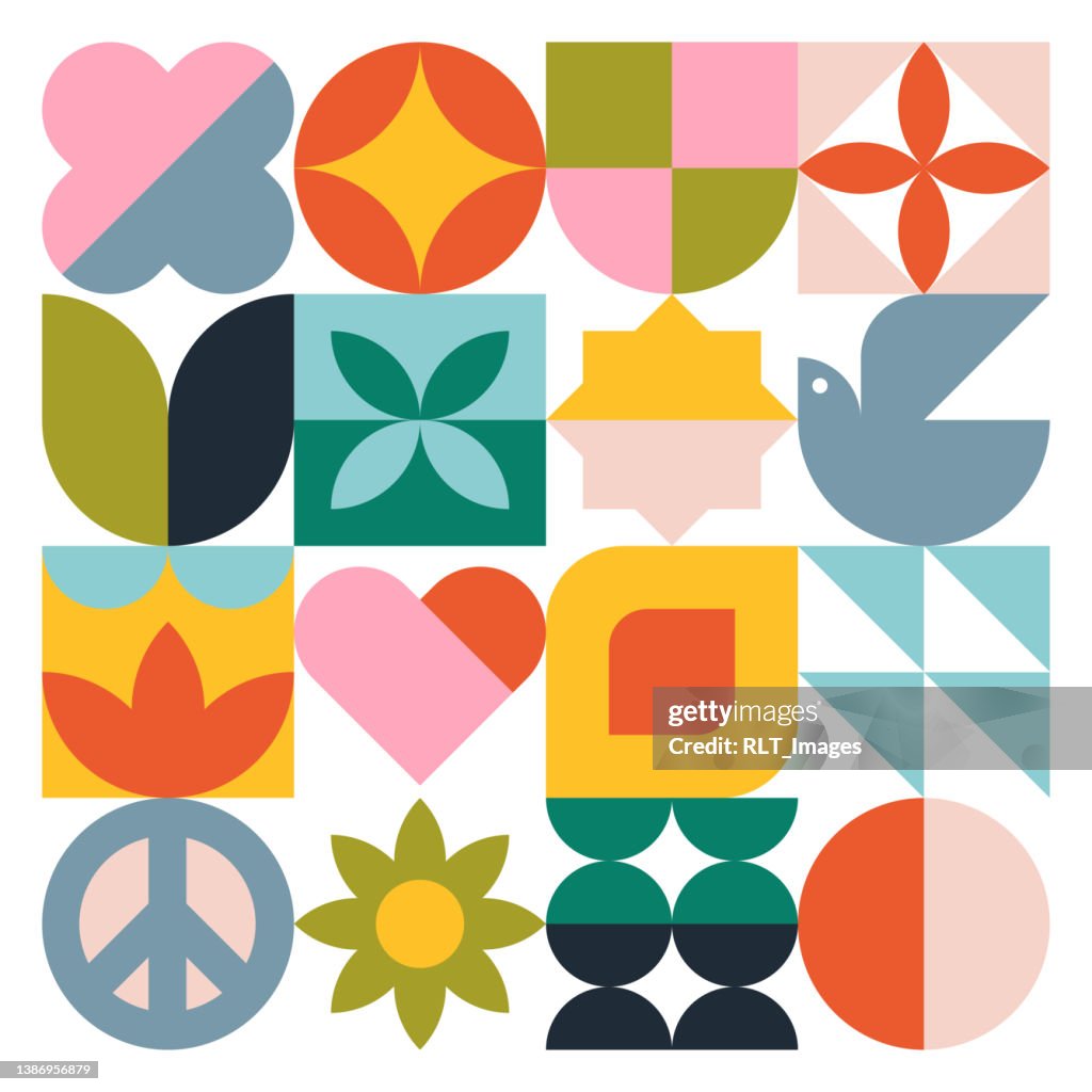 Modern Geometric Graphics—Peaceful Spring