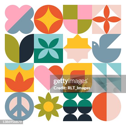 Modern Geometric Graphics—Peaceful Spring Modern Geometric Graphics—Peaceful Spring