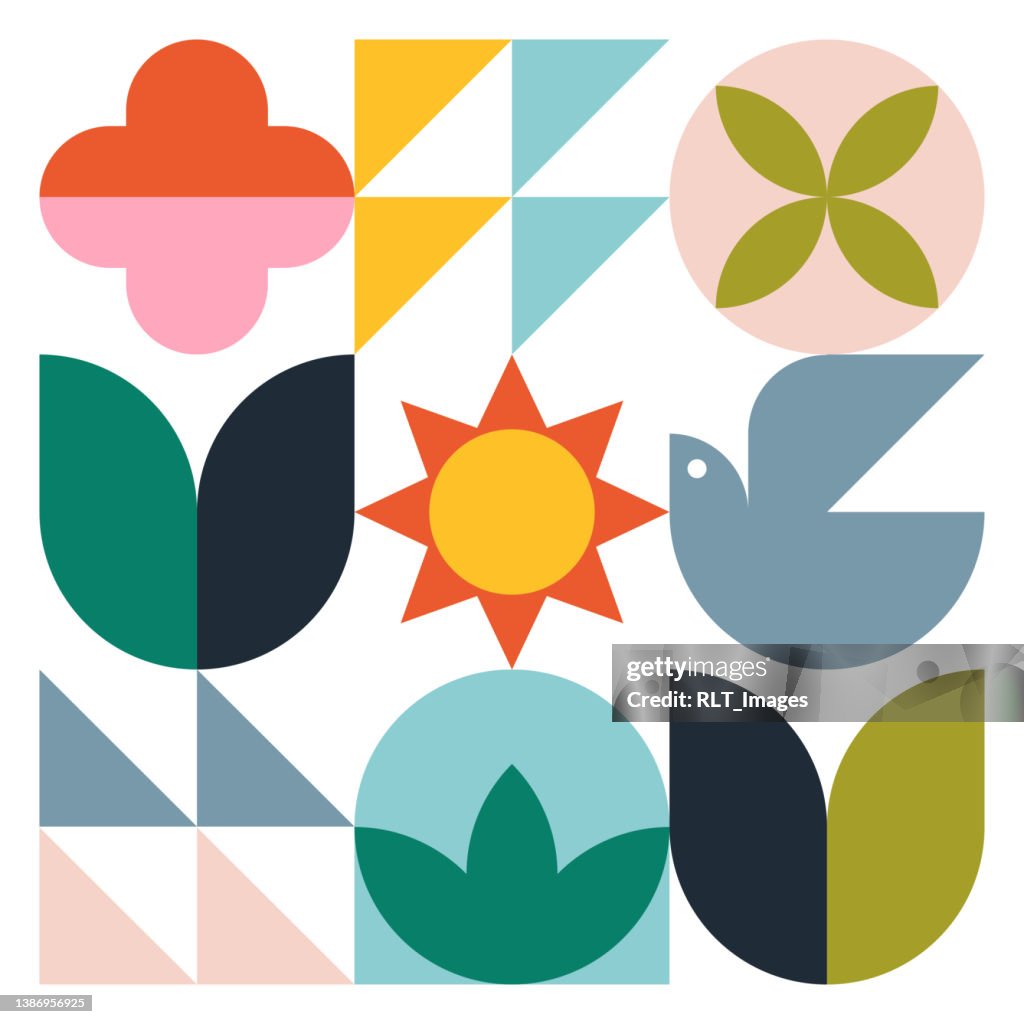 Spring Geometric Graphics Modern Geometric Graphicspeaceful Spring High-Res Vector Graphic ...