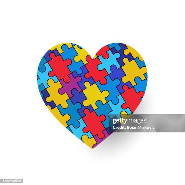 ilustraciones, imágenes clip art, dibujos animados e iconos de stock de icono de corazón de rompecabezas. vector - heart month
