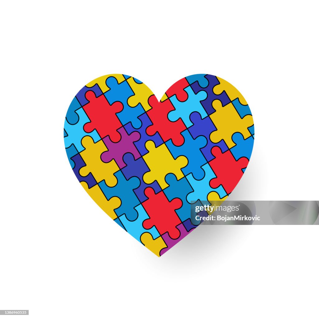 Puzzle heart icon. Vector