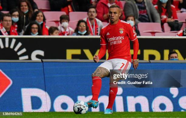 Everton Cebolinha of SL Benfica in action during the Liga Bwin match between SL Benfica and GD Estoril Praia SC at Estadio da Luz on March 20, 2022...