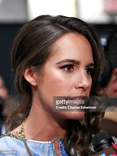 Personality Louise Roe attends the Rebecca Taylor Fall 2012 fashion show during Mercedes-Benz Fashion Week at the The Stage at Lincoln Center on...