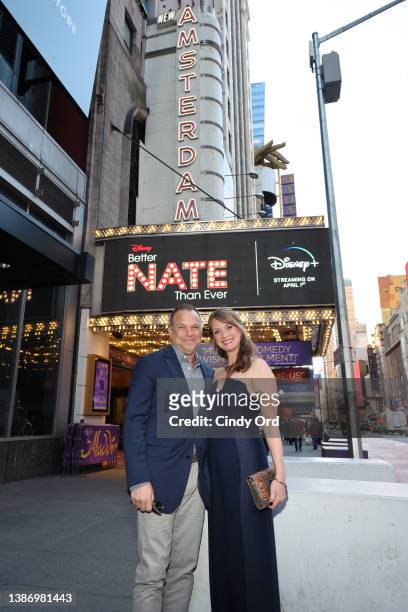 Norbert Leo Butz and Michelle Federer attend a special New York screening of Disney's "Better Nate Than Ever" at AMC Empire 25 on March 21, 2022 in...