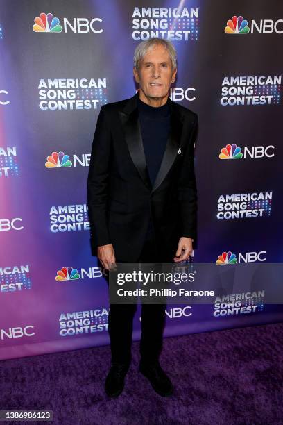 Michael Bolton attends the premiere of NBC's "American Song Contest" at The Lot at Universal Studios Hollywood on March 21, 2022 in Universal City,...