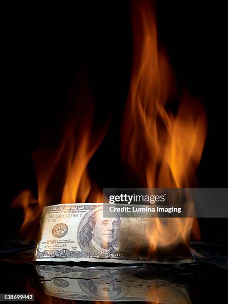 burning money - geld verheizen stock-fotos und bilder