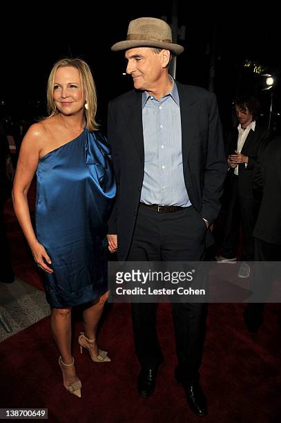 Singer James Taylor and Kim Smedvig arrives at The 2012 MusiCares Person of The Year Gala Honoring Paul McCartney at Los Angeles Convention Center on...