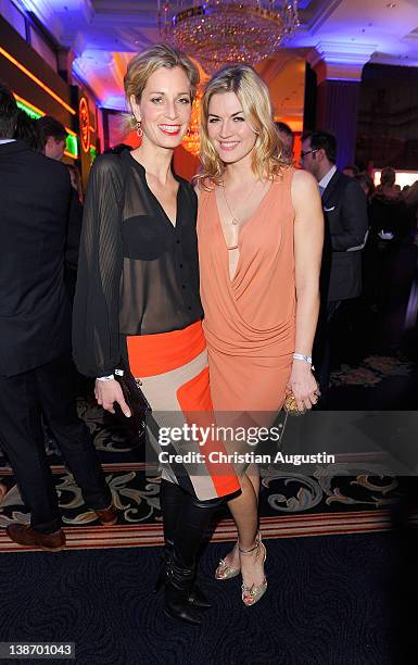 Minu Nina Bott and Tina Bordihn attend "Movie meets Media" Party at Hotel Ritz Carlton on February 10, 2012 in Berlin, Germany.