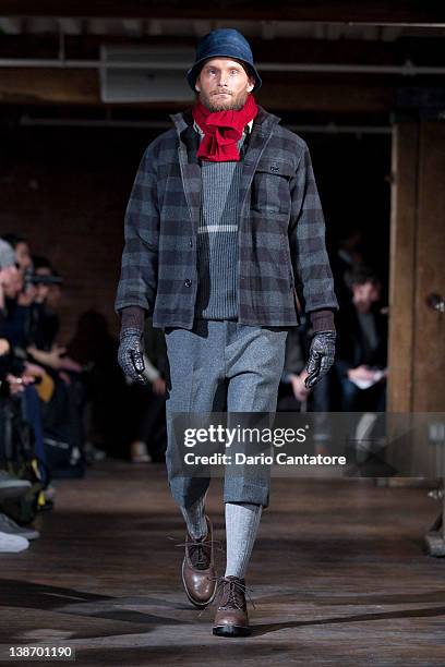 Model walks the runway at the N. Hoolywood fall 2012 fashion show during Mercedes-Benz Fashion Week at LA.Venue on February 10, 2012 in New York City.