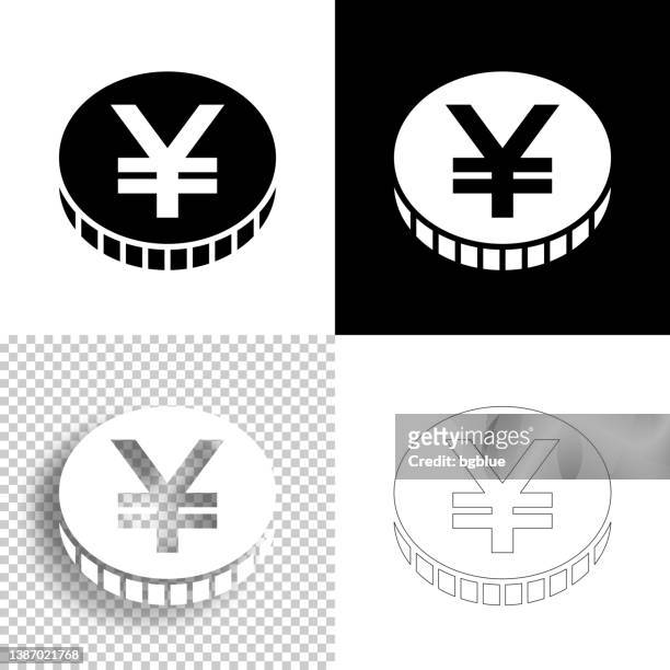 yen coin. icon for design. blank, white and black backgrounds - line icon - chinese coin stock illustrations