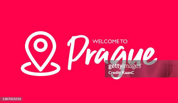 prague. city name vector lettering. map pin icon and city name vector illustration. - prague tourist stock illustrations