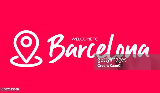 stockillustraties, clipart, cartoons en iconen met barcelona. city name vector lettering. map pin icon and city name vector illustration. - barcelona