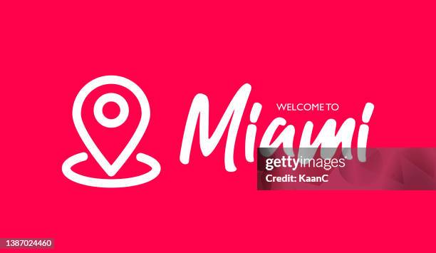 miami. city name vector lettering. map pin icon and city name vector illustration. - miami stock illustrations