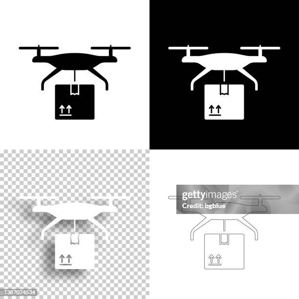 drone delivery. icon for design. blank, white and black backgrounds - line icon - airplane icon transparent stock illustrations