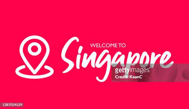 stockillustraties, clipart, cartoons en iconen met singapore. city name vector lettering. map pin icon and city name vector illustration. - singapore map