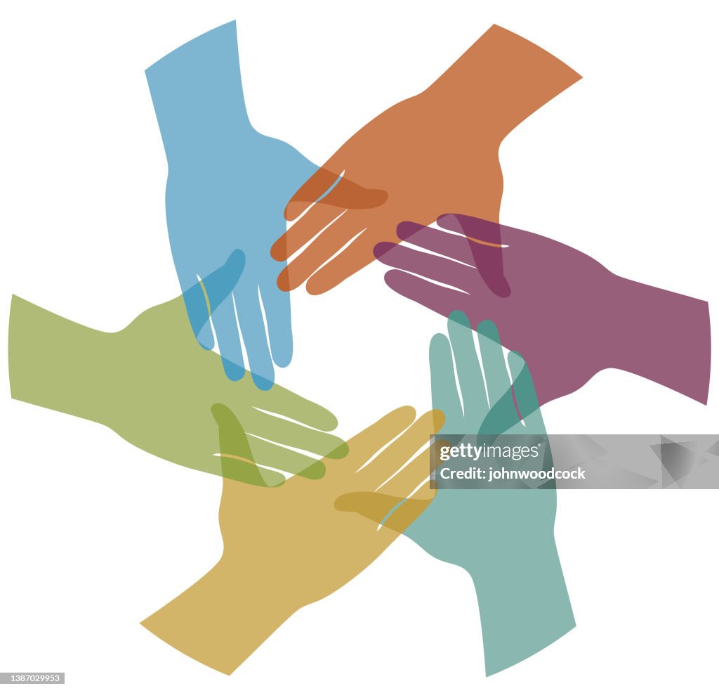 Overlapping Hands Illustration High-Res Vector Graphic - Getty Images