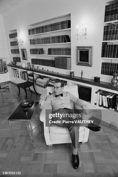 Belgian writer Georges Simenon at home in Switzerland.