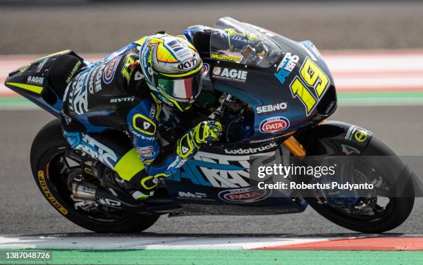 Moto2 rider Lorenzo Dalla Porta of Italy and Italtrans Racing team in action during the Moto2 Grand Prix of Indonesia warm up session at Mandalika...