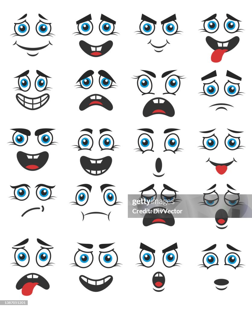 Cartoon Faces Vector Set High-Res Vector Graphic - Getty Images