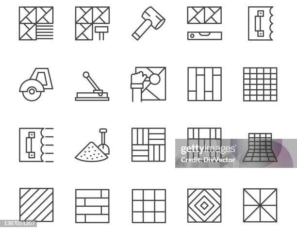 ilustrações, clipart, desenhos animados e ícones de conjunto de ícones de instalação do piso - cerâmica