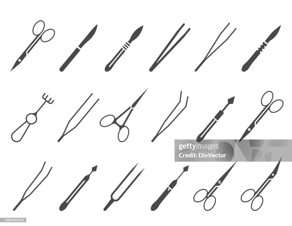 Set di icone per strumenti chirurgici