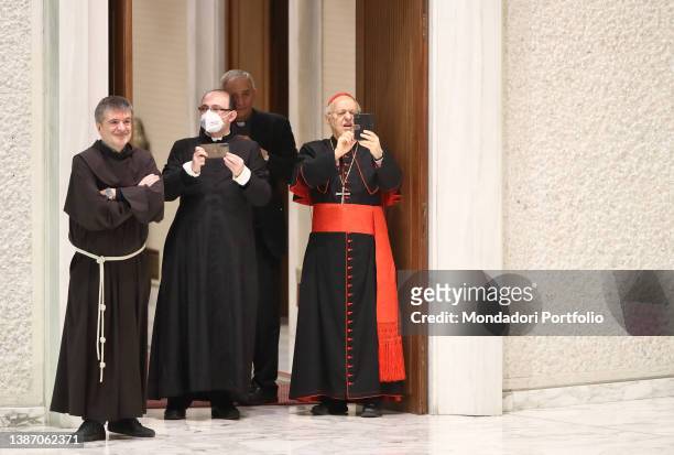 Brother Giampaolo Cavalli, director of the Antoniano of Bologna, cardinal Matteo Zuppi, Archbishop of Bologna and cardinal Lorenzo Baldisseri during...