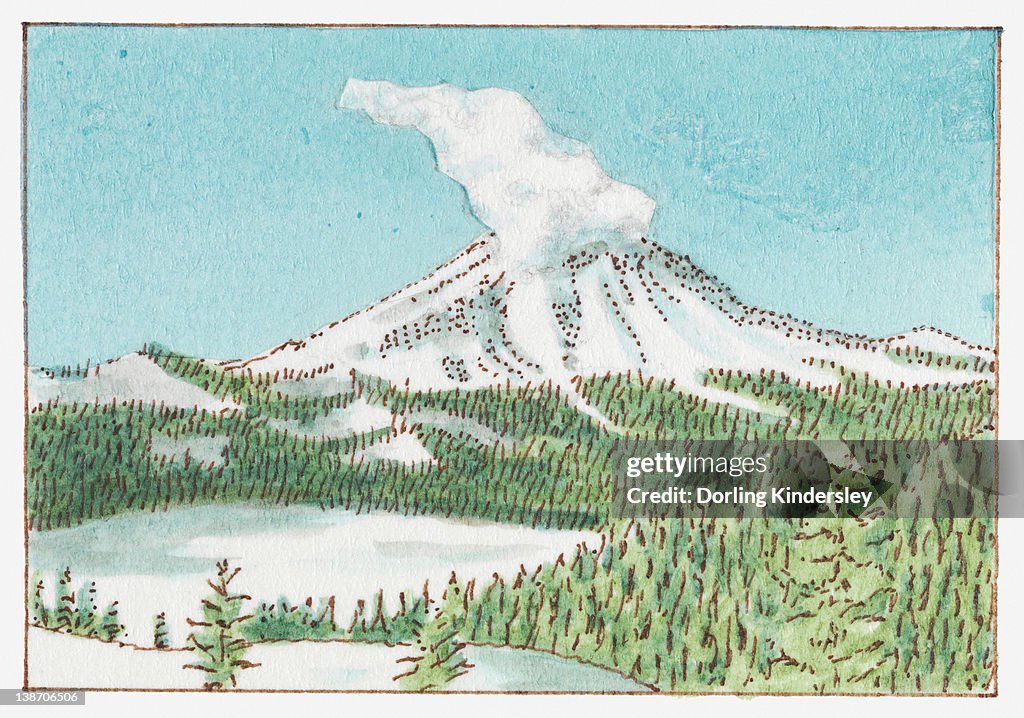 Illustration of Mount St Helens, Skamania County, Washington State, USA