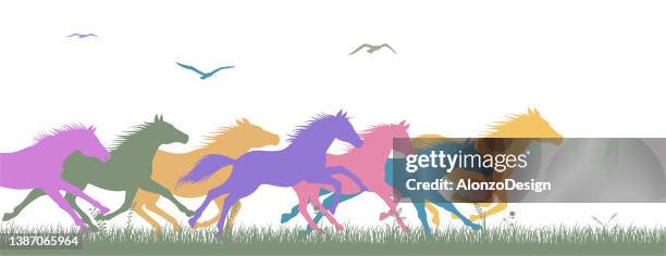 freedom. running wild horses. - 馬 幅插畫檔、美工圖案��、卡通及圖標