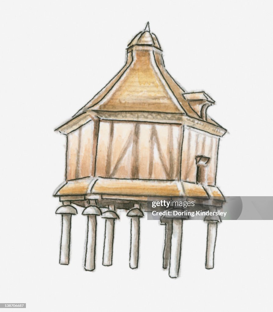 Illustration of dovecote, Allemans-du-Dropt, Pays du Dropt, Lot-et-Garonne, France