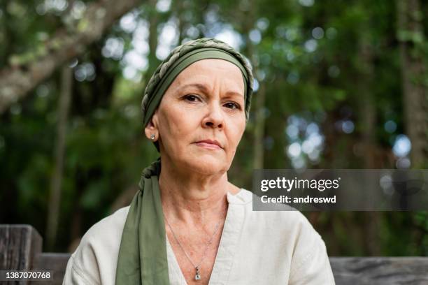 portrait of a woman with cancer oncology patient - patient portrait stock pictures, royalty-free photos & images