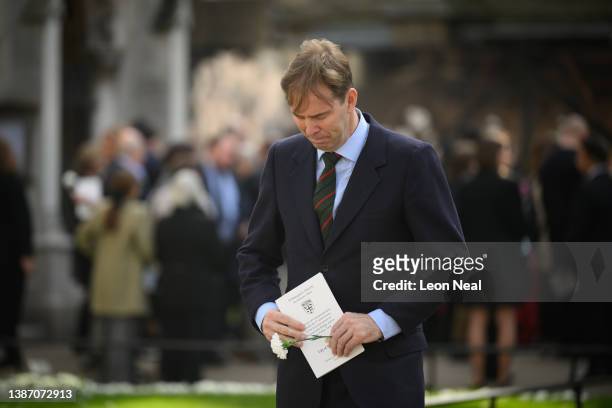 Former Foreign Office Minister Tobias Elwood reacts as he leaves a memorial service for those killed during the 2017 Westminster terrorist attack, on...
