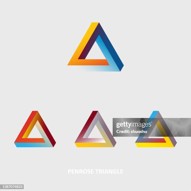 color gradient penrose triangle pattern collection - penrose triangle stock illustrations