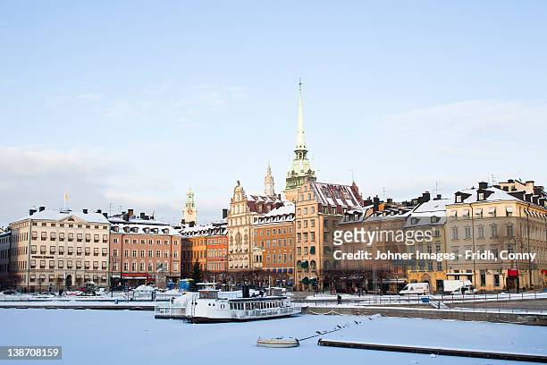 view of old town in winter - stockholm ストックフォトと画像