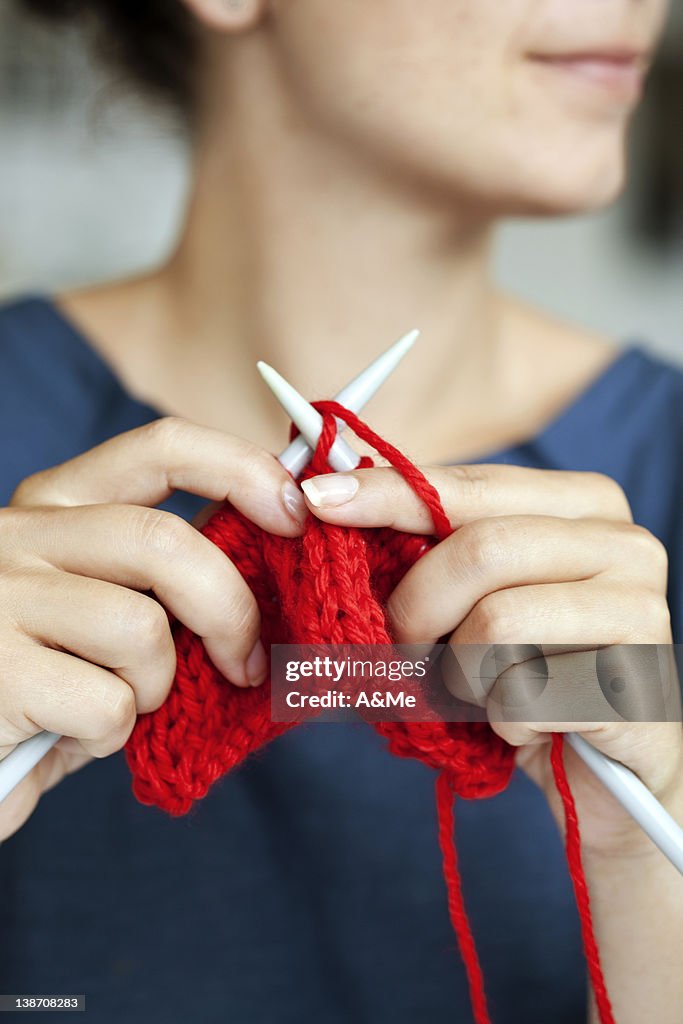 Woman knitting, close-up