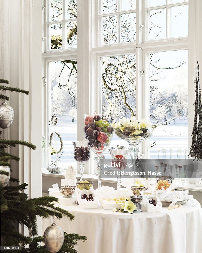 Christmas dinner on table