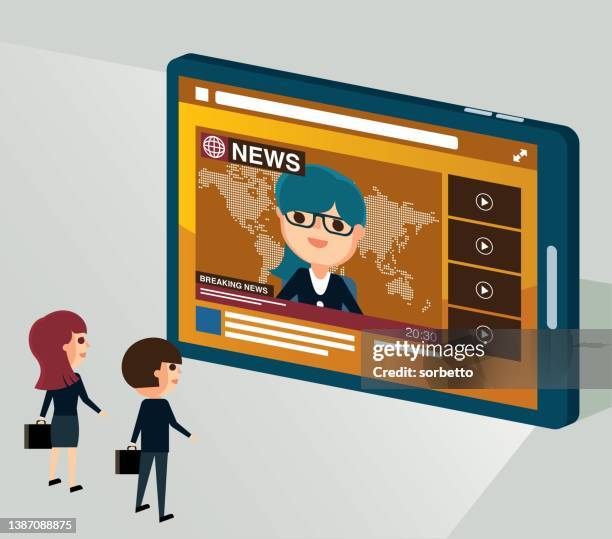 breaking news - presenter screen stock illustrations