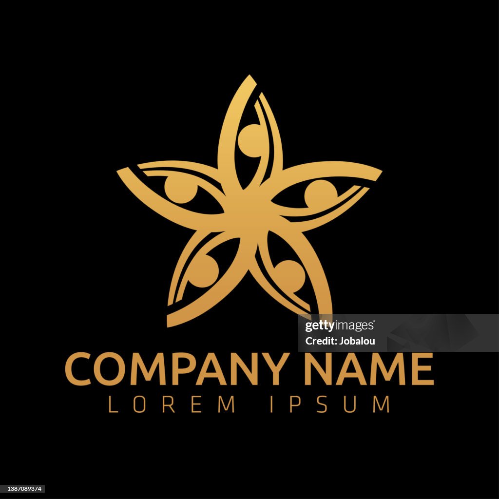 Gold Star Abstract Drop Eye Brand Icon Design