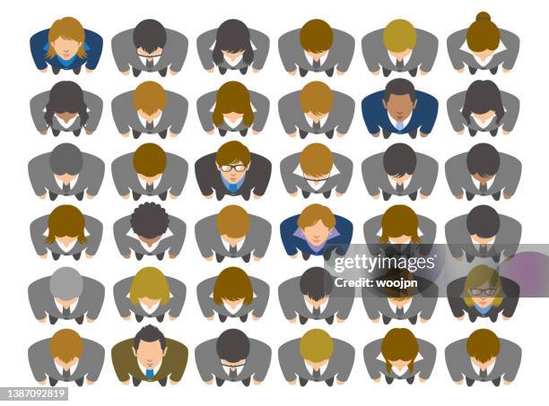 human resource management (hrm or hr) and business team building concept - businessman high angle stock illustrations